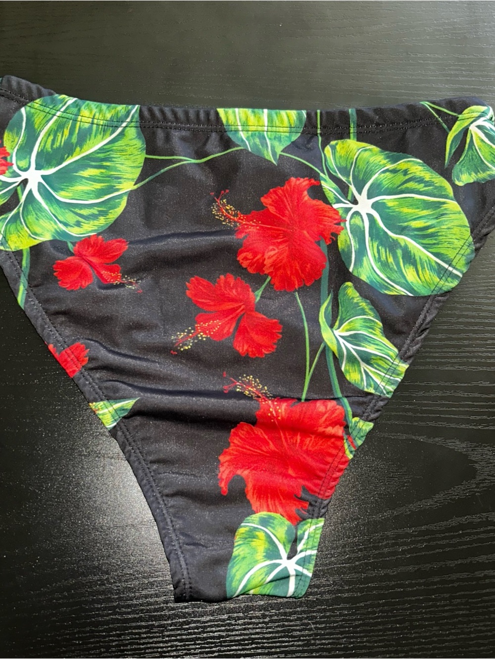 Windsor High Rise Cheeky Bikini Bottoms with Red Hibiscus & Green Leaves